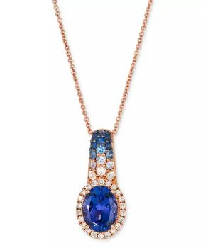 Le Vian | Blueberry Tanzanite (1-5/8 ct. t.w.), Denim Ombré (1/4 ct. t.w.), White Sapphire (1/10 ct. t.w.) & Nude Diamond (1/6 ct. t.w.) 20" Adjustable Pendant Necklace in 14k Rose Gold