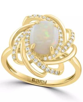 Effy | Diamond (1/5 ct. t.w.) & Opal (2 ct. t.w.) Ring in 14k Yellow Gold