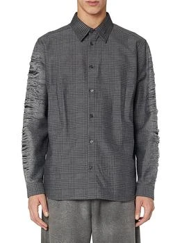 Olov Distressed Woven Button-Front Shirt