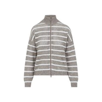 Brunello Cucinelli | Brunello Cucinelli Striped Zip-Up Cardigan