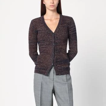 Prada | Navy blue/rust cardigan in wool and cashmere