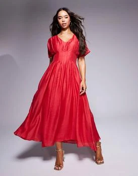 Forever New puff sleeve maxi dress in red