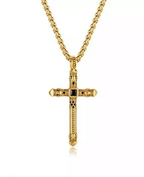 Gold Biblical Cross Stainless Steel Pendant Necklace