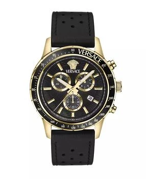 Versace | Men
s Sport Chrono IP Yellow Gold Stainless Steel and Leather Strap Watch, 44mm