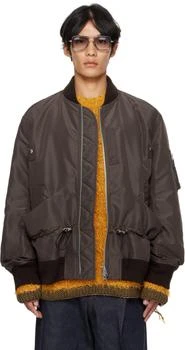 Sacai | Brown Nylon Twill Blouson Bomber Jacket