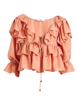 Chloé | Ruffled Silk Crop Blouse