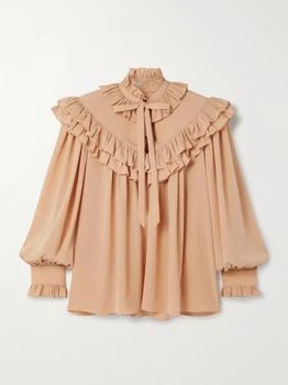 Chloé | Ruffled Organic Silk Blouse - Blush