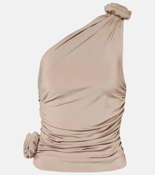 Magda Butrym | Floral-appliqué one-shoulder ruched top