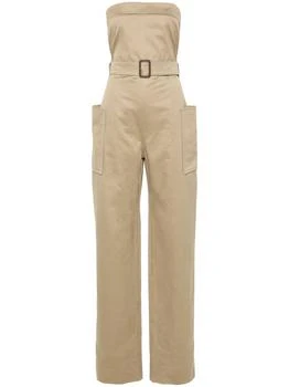 Yves Saint Laurent | Women's Strapless Belted Cotton Jumpsuit