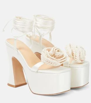 Magda Butrym | Floral-appliqué satin platform sandals