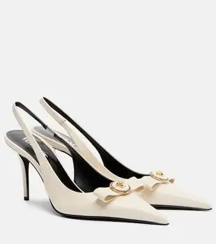 Versace | Gianni Ribbon 85 leather slingback pumps