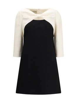 Valentino | Valentino	Bow Detailed Three-Quarter-Sleeved Mini Dress