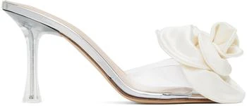 Magda Butrym | Transparent 
Off-White Flower Heeled Sandals