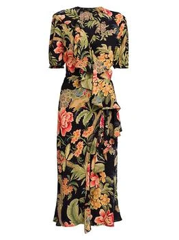 ETRO | Floral Ruffled Wrap Midi-Dress