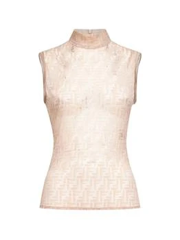 Fendi | FENDI | Pink FF stretch lace sleeveless top | Women | S