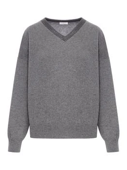 Brunello Cucinelli | Brunello Cucinelli V-Neck Embellished Jumper