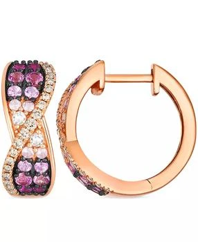 Le Vian | White Sapphire (0.10 ct. t.w.), Pink Sapphire Ombres (1.03 ct. t.w.), and Nude Diamond (0.24 ct. t.w.) Hoop Earrings in 14k Strawberry Gold