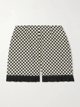 Valentino | High-rise Ruffled Polka-dot Cotton-poplin Shorts  - IT38