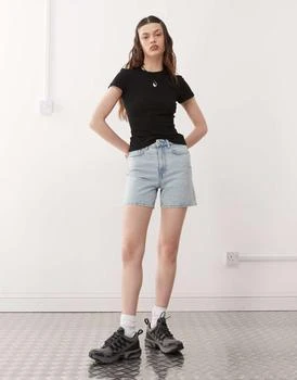 Weekday Weekday Eya high waisted denim shorts in opulent blue exclusive to ASOS