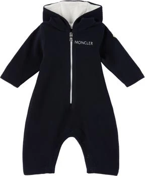 Moncler | Baby Navy Embroidered Logo Jumpsuit