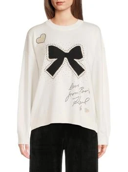 Karl Lagerfeld Paris Bow & Embellished Soft-Weight Sweater