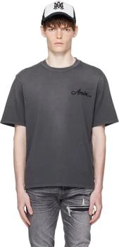 AMIRI | Gray Bleach Bandana Patch T-shirt