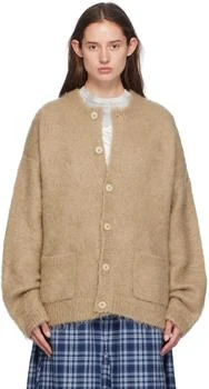 Beige Crewneck Cardigan