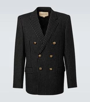 Valentino | Chalk stripe wool and silk blazer