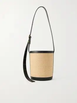 Jil Sander | Leather-trimmed Raffia Bucket Bag - Beige