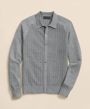 Brooks Brothers Cotton Mini-Cable Polo Cardigan