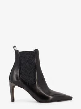 Brunello Cucinelli | Leather boots with Monili detail on the heel