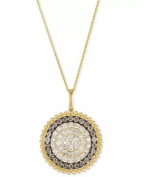 Le Vian | Nude Diamond™ (1-1/5 ct. t.w.) & Chocolate Diamond® (5/8 ct. t.w.) Circle Pendant Necklace in 14k Yellow Gold, 20"