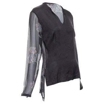 Dries Van Noten | silk floral sheer sleeve hi low blouse