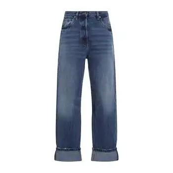Prada | Prada Logo Patch Wide-Leg Jeans