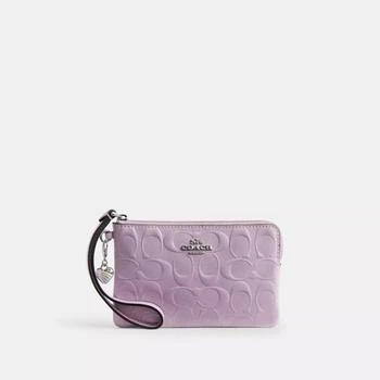 Corner Zip Wristlet In Signature Leather With Heart Charm
