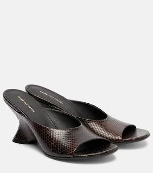 Dries Van Noten | 75 snake-effect leather wedge mules