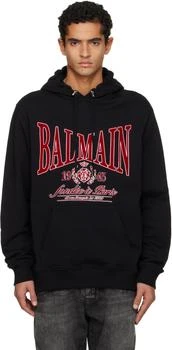 Balmain | Black Flocked 
Balmain
 College Hoodie