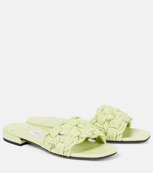 Jimmy Choo | Chara raffia and leather slides