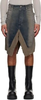 Rick Owens | Gray Concordians Slivered Denim Midi Skirt