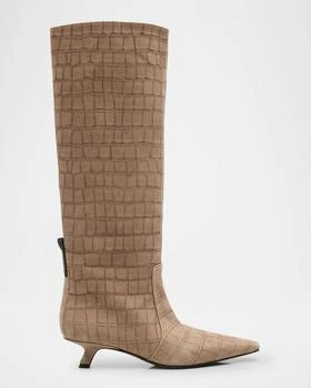 Brunello Cucinelli | Leather Comma-Heel Knee Boots