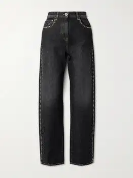 Versace | Embellished High-rise Straight-leg Jeans