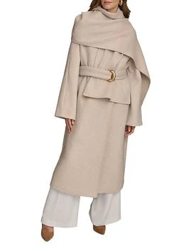 Wool-Blend Belted Scarf Coat