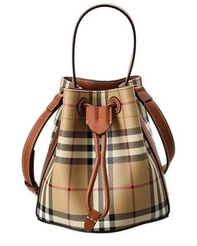 Check Mini E-Canvas 
Leather Bucket Bag