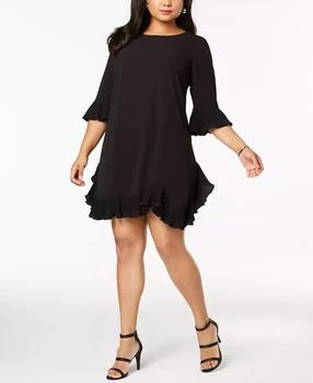 Plus Size Pleated Ruffle Dress