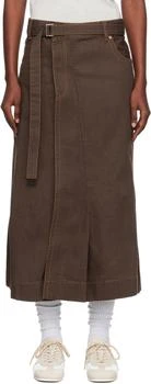 Sacai | Brown Asymmetrical Denim Midi Skirt