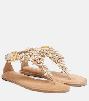 Balmain | Embellished suede thong sandals