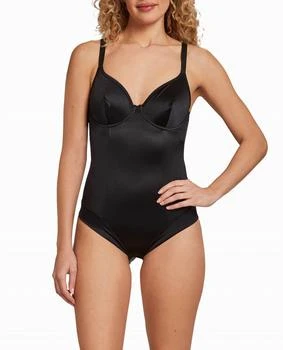 Shiny Micro Shaping Underwire Bodysuit In Black