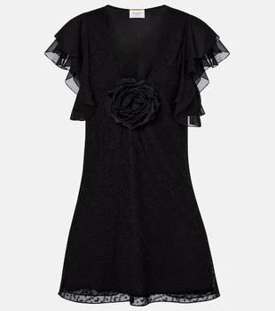 Yves Saint Laurent | Floral-appliqué embroidered minidress