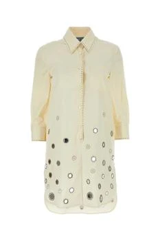 Prada | Prada Appliqué-Detailed Button-Up Shirtdress