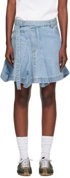 Sacai | Blue Asymmetrical Denim Miniskirt